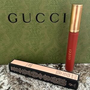 GUCCI liquid matte lip colour transfer proof Janet Rust 505